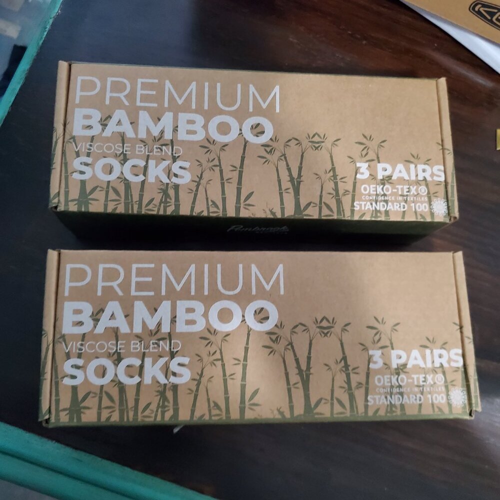 2 NWT boxes of Bamboo Socks (6 pair) Navy/Gray/Mixed navy & Gray   Regular size - Picture 2 of 9